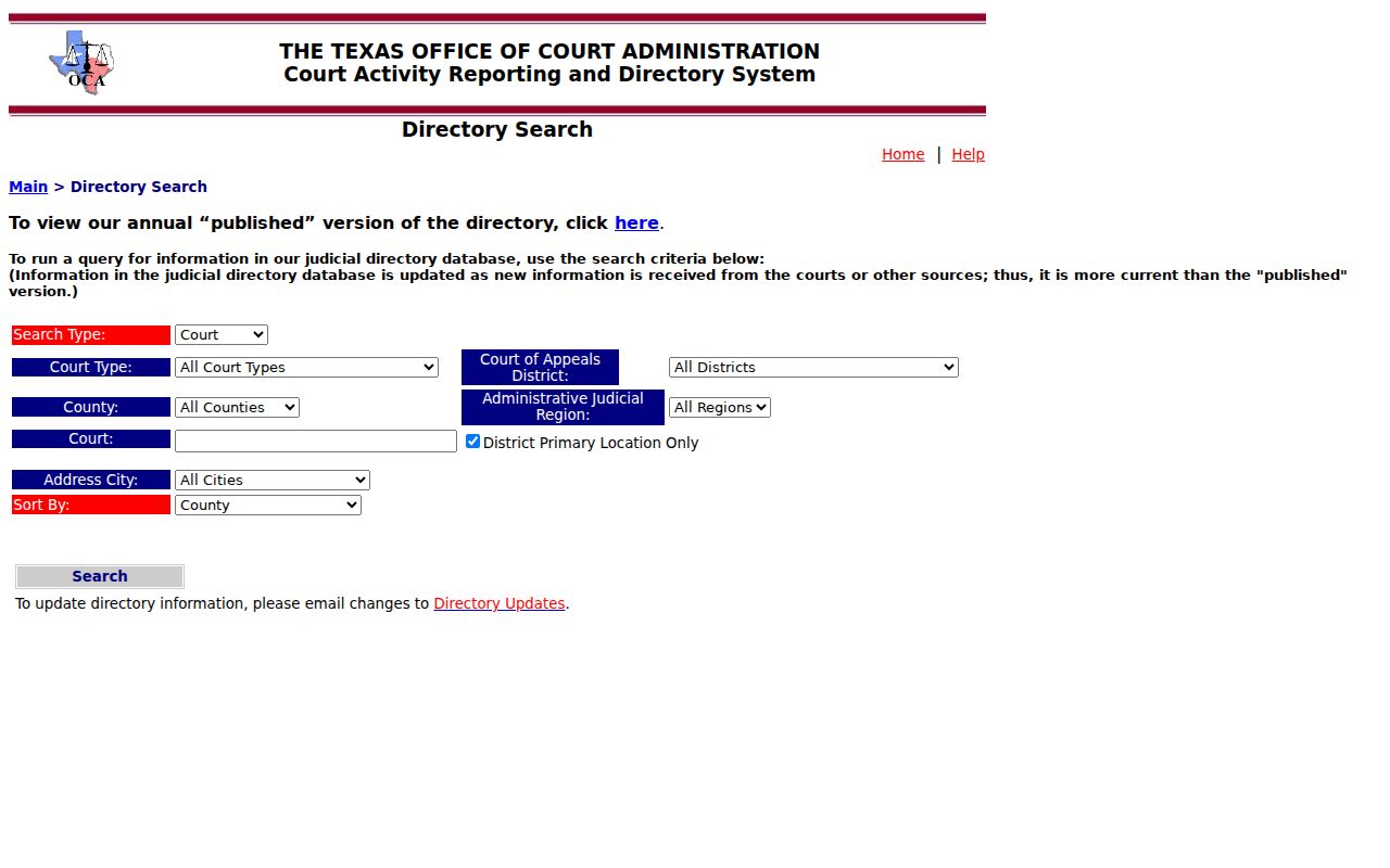Sherman County court dates personnel and court filters